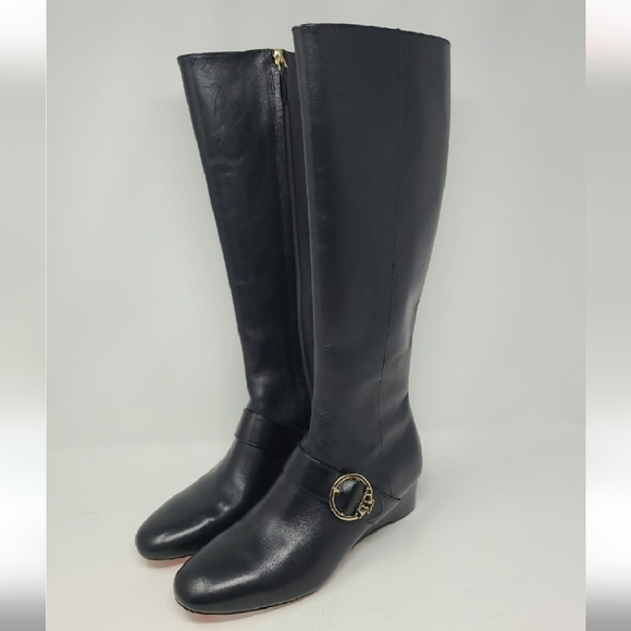Tory Burch Shoes - Tory Burch Sofia wedge tall black boots size 8.5